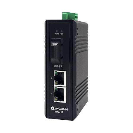 Avcomm 3-Port Industrial Unmanaged Ethernet Switch 403FXE-SC-40